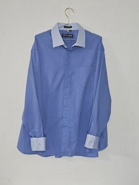 Stacy Adams Men’s Dress Shirt 18.5 36/37 Blue Contrast Collar Cuff Big & Tall